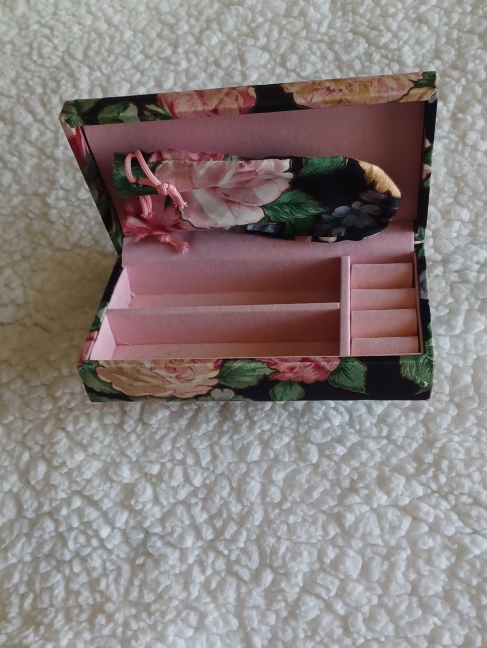 Floral Jewelry Box with Pink Velvet Interior